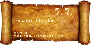 Toronyi Tivadar névjegykártya